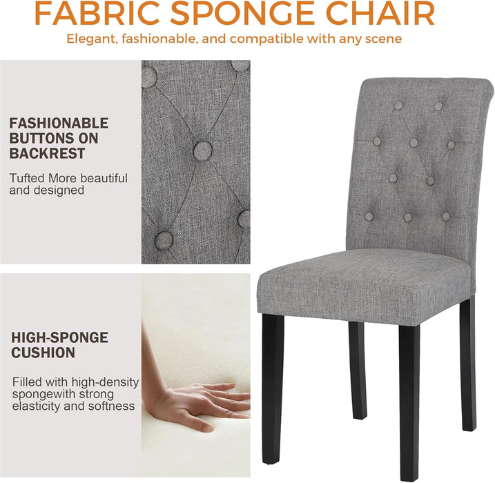 Set of 2 Upholstered Fabric Dining Chairs with Button-Tufted Details Living Room Chairs (Gray)