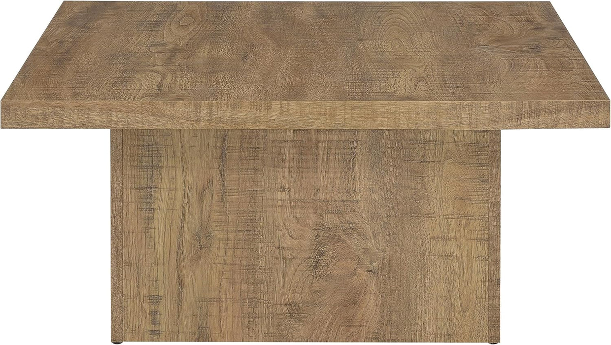 Coaster Home Furnishings Zetta Square Cocktail Living Room Coffee Table Engineered Eco-Friendly Wood Look Laminate Veneer Rustic Farmhouse Mango Brown 708068