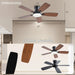Ceiling Fans with Lights, 42 Inch Low Profile Ceiling Fan with Light and Remote Control, Flush Mount, DC Reversible Motor, Noiseless, Brown 6 Speeds Ceiling Fan for Bedroom