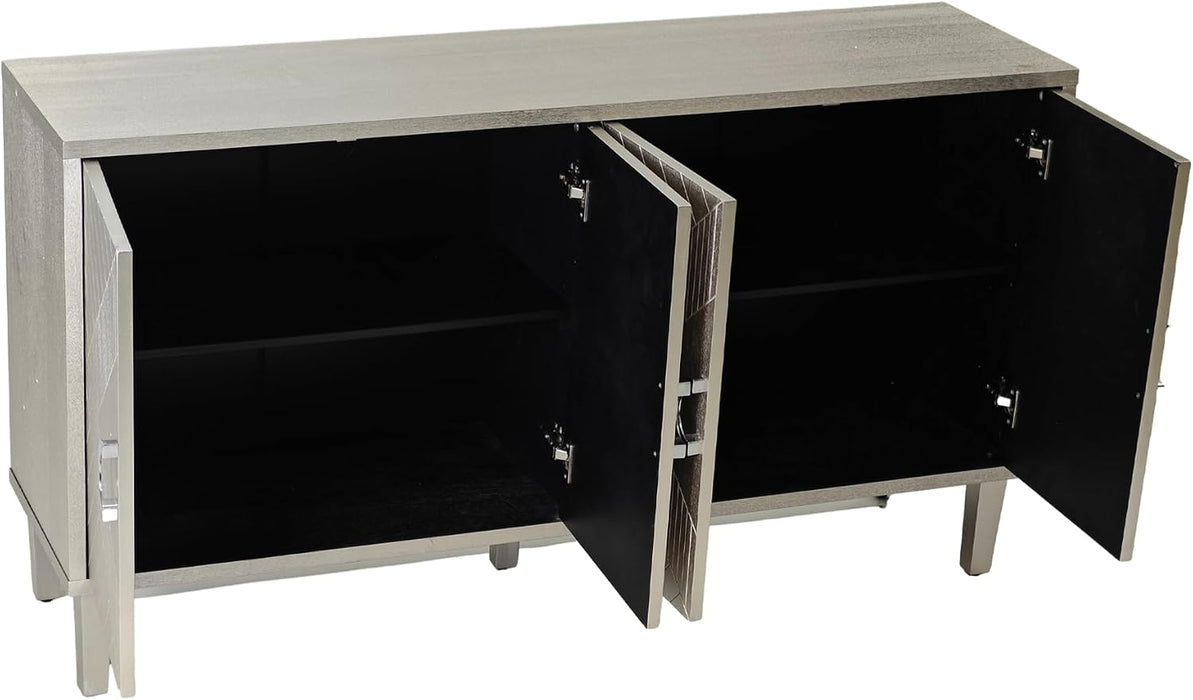 Modern 60 Inch Wide Silver Sideboard Buffet Cabinet