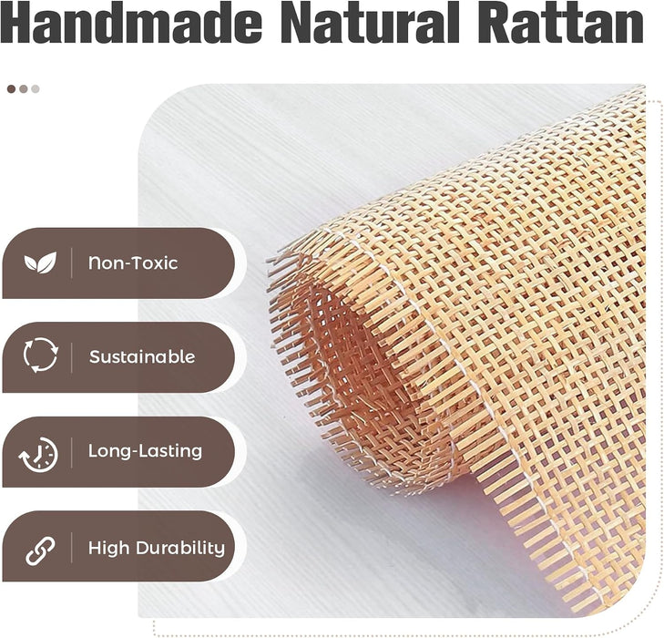 Natural Rattan Nightstand, 3 Drawer Dresser Bedside Table