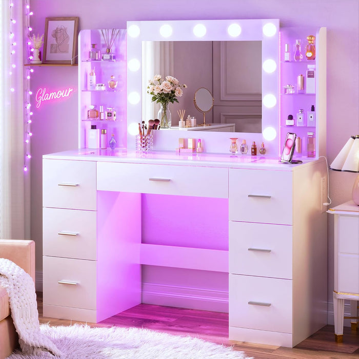 Executive Vanity Desk With Mirror RGB Illumination