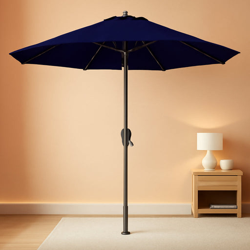 9Ft Patio Umbrella Outdoor - Table Umbrella with Push Button Tilt and Crank, UV Protection, 6 Sturdy Ribs, Market Umbrella for Garden, Deck, Backyard, Lawn, Pool and Beach(Navy Blue)