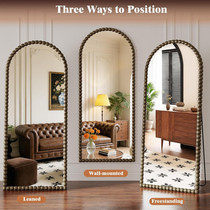 Antique Bronze Full Length Mirror 71X28 In, Beaded Standing Mirror