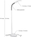 Litespan - Bright LED Floor Reading Lamp for over Chair Crafts and Reading, Estheticians' Light for Lash Extensions, Adjustable Standing Lamp for Living Room, Bedroom, Office - White