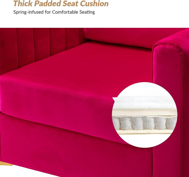 Fuchsia Velvet Upholstered Armchair With Gold Legs