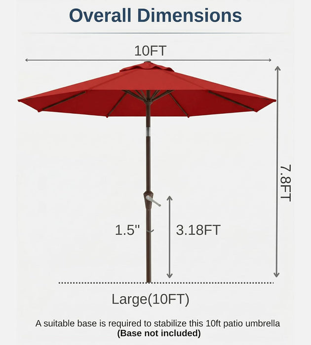 10FT Patio Umbrella, Outdoor Umbrella with Push Button Tilt and Crank, 8 Sturdy Ribs, UV Protection & Waterproof Market Umbrella for Pool, Backyard, Beach,Deck
