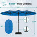 15FT Outdoor Patio Umbrella with Crank, Large Rectangular Market Umbrella, Double-Sided Outdoor Umbrellas with Cross Base & Sandbag for Porch, Lawn, Pool, Backyard, Royal Blue