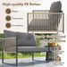 8 Pieces Patio Furniture Set, Outdoor PE Rattan Conversation Sofa Set with Thick Cushions and 2-Tier Tempered Glass Coffee Table for Garden, Porch, Balcony and Backyard