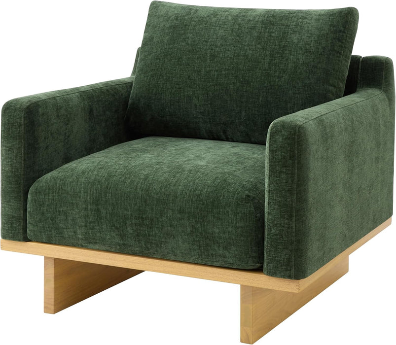 Green Solid Wood Frame Contemporary Cushioned Chair