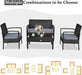 4PCS Patio Rattan Furniture Set, Outdoor Wicker Conversation Set with Tempered Glass Coffee Table, Seat Cushions, Ideal for Poolside Balcony Porch Backyard