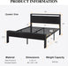 14 Inch Queen Size Metal Platform Bed Frame with Wooden Headboard and Footboard, Mattress Foundation, No Box Spring Needed, Large under Bed Storage, Non-Slip without Noise, Black Oak