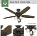 52 Inch Indoor Ceiling Fan With Brushed Bronze Shading
