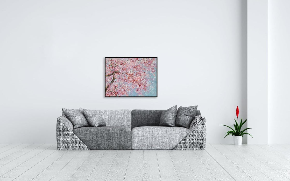 Plum Blossom Hand Painted Canvas Wall Art with Floating Frame