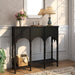 40" Console Table with Storage Shelf, Retro Entryway Table, Wooden Sofa Table with Roman-Style Legs for Living Room, Hallway, Black