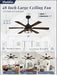 48" Farmhouse Ceiling Fans with Lights and Remote,Industrial Large Ceiling Fan with 6-Speed Reversible DC Motor and 6 Dual Finish Blades,Black Ceiling Fan with Light for Living Bedroom Patio