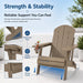 Folding Adirondack Chairs Set of 6 with Cup Holders, Heavy Duty HDPE Plastic Outdoor Chairs, Weather Resistant Heavyweight Patio Furniture Set for Deck, Fire Pit, Backyard, Brown