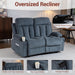 Reclining Loveseat with Cup Holders, 2 Seats Manual Recliner Chair, Comfy Love Seat Sofa Couch for Living Room, Home Theater, Office, Blue