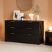 Modern 6 Drawer Dresser for Bedroom, Dresser Chest of Drawer with Large Drawers & Golden Handles, Wooden Dressers Drawer Storage Unit for Bedroom, Living Room, Closet (Black)