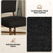 Mid Century Dining Chairs Set of 4, Linen Seat, Wood Legs, Black