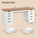55 Inch Computer Desk with 10 Drawers and Outlets for Home Office