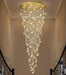 98'' Modern Crystal Chandelier for Entryway Raindrop Chandeliers LED Dimmable High Ceiling Flush Mount Light Fixtures for Staircaes Hallway Foyer Living Room LED Bulbs Included Gold