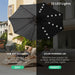 9FT Outdoor Patio Umbrella with Solar Lights, LED Lighted Pool Umbrella with Tilt and Crank, Outdoor Table Umbrellas for Deck, Yard & Market (Dark Gray)