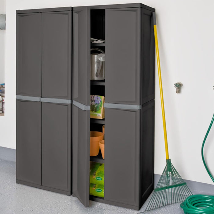 Gray Four Shelf Polypropylene Storage Cabinet Bundle