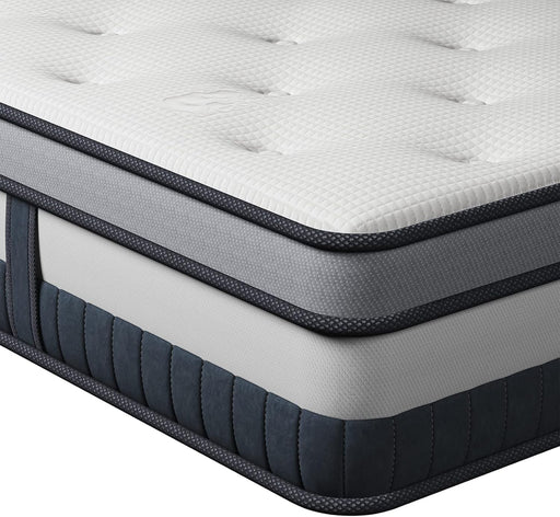 Queen Mattress 10 Inch Innerspring Multilayer Hybrid Queen Mattress - Ergonomic Design with Memory Foam and Pocket Spring Mattress Queen Size - Box Top Series Medium Firm Feel