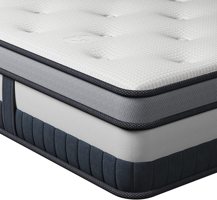 Queen Mattress 10 Inch Innerspring Multilayer Hybrid Queen Mattress - Ergonomic Design with Memory Foam and Pocket Spring Mattress Queen Size - Box Top Series Medium Firm Feel