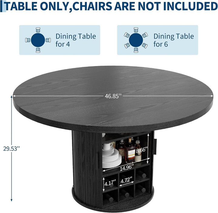 47'' round Dining Table, Wooden Kitchen Table with Fluted Base