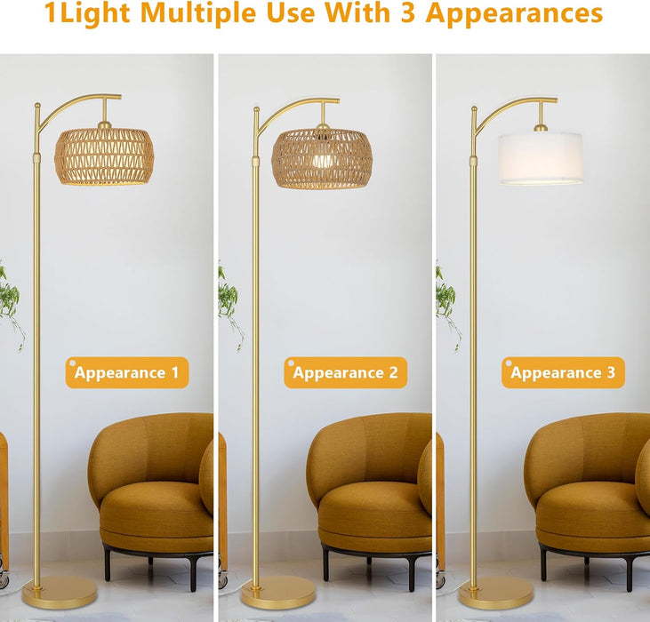 Arc Floor Lamp Timeless BrassFinish Remote Dimmable