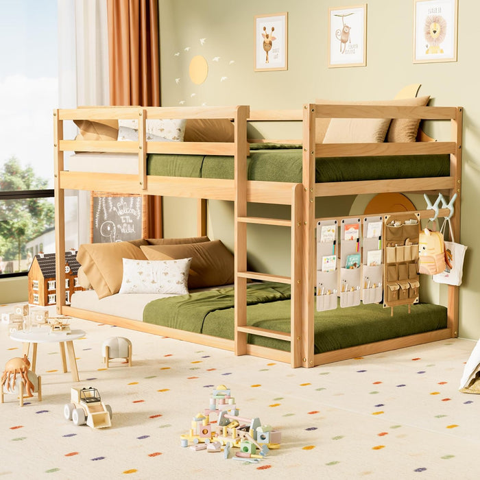 Twin Over Twin NaturalFinish SolidWood BunkBed Ladder