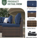 7 Pieces Patio Furniture Set, Outdoor Furniture Sectional Rattan Sofa with Slanted Back, Patio Couch with Glass Coffee Table for Backyard Garden Navy Blue (Waterproof Cover)
