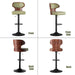Swivel Bar Stools Set of 4,Adjustable Height Bentwood Barstools | Easy-Clean Faux Leather Upholstered Seat, Back & Footrest, Mid-Century Modern Bar Chair for Kitchen Island, Counter, Green