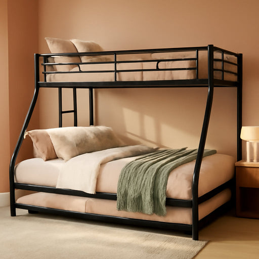 HeavyDuty Metal Twin Bunk Bed SpaceSaving BlackFinish