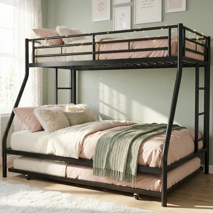 HeavyDuty Metal Twin Bunk Bed SpaceSaving BlackFinish