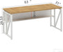 63 Inches Computer Desk with Bottom Storage Shelf Home Office Desk Writing Table for Workstation, Dark Walnut + Steel Leg, Cabinet Not Included (Light Oak, 63-Inch-With Shelf)