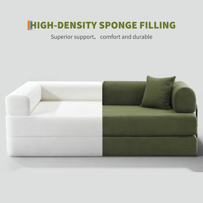 Corduroy Green 79 Inches InterchangeablePlus Sofa Bed
