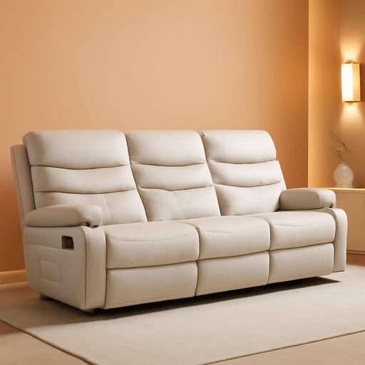 3 Seater Recliner Sofa Set, Anti-Scratch Reclining Loveseat Sofa & Couch for Living Room, RV, Home Theater Apartment(Beige, 3 Seater Sofa)