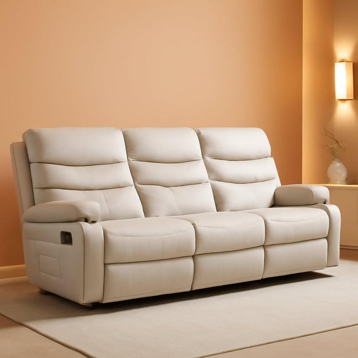 3 Seater Recliner Sofa Set, Anti-Scratch Reclining Loveseat Sofa & Couch for Living Room, RV, Home Theater Apartment(Beige, 3 Seater Sofa)