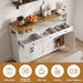 Sideboard Buffet Cabinet with Storage, 55" Kitchen Buffet Cabinet with Charging Station, Farmhouse Coffee Bar Station with Drawers and Doors, Credenza for Kitchen Living Room Entryway, White