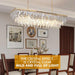 47" Modern Rectangle Crystal Chandelier, Gold Linear Pendant Light with Clear Crystal Prisms, Luxury Island Lighting Fixture for Dining Room Kitchen Table Living Room