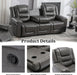 Leather Reclining Sofa Set,Home Theater Seating with Center Console,Flipped Middle Backrest,3 Seater for Living Room,Office,Home Theater,Rv (Grey)