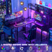 Small L Shaped Gaming Desk with LED Lights & Power Outlets, Reversible L-Shaped Computer Desk with Monitor Stand & Storage Shelf, Corner Desks Home Office Desk with Storage Bag, Black
