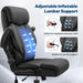 Office Chair, High Back Ergonomic Desk Chair with Inflatable Lumbar Support for Lower Back Pain Relief, Executive Leather Computer Chair with Rocking Function & Padded Flip-Up Arm