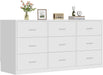Dresser for Bedroom with 9 Drawers, 14.2"D X 59.1"W X 29.5"H, White