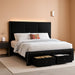 Queen Bed Frame with 2 Storage Drawers, Wooden Slats Support, Velvet Upholstered Platform Bed Frame Queen Size with Charging Station, Noise-Free, Easy Assembly, No Box Spring Needed, Black