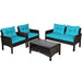 4 Pieces Patio Rattan Sofa Set Free-Combination with Cushion and Coffee Table