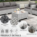 Patio Furniture Set 7 Piece Grey Wicker Outdoor Conversation Sets PE Rattan Sectional Sofa with Storage Coffee Table and Anti-Slip Grey Cushion